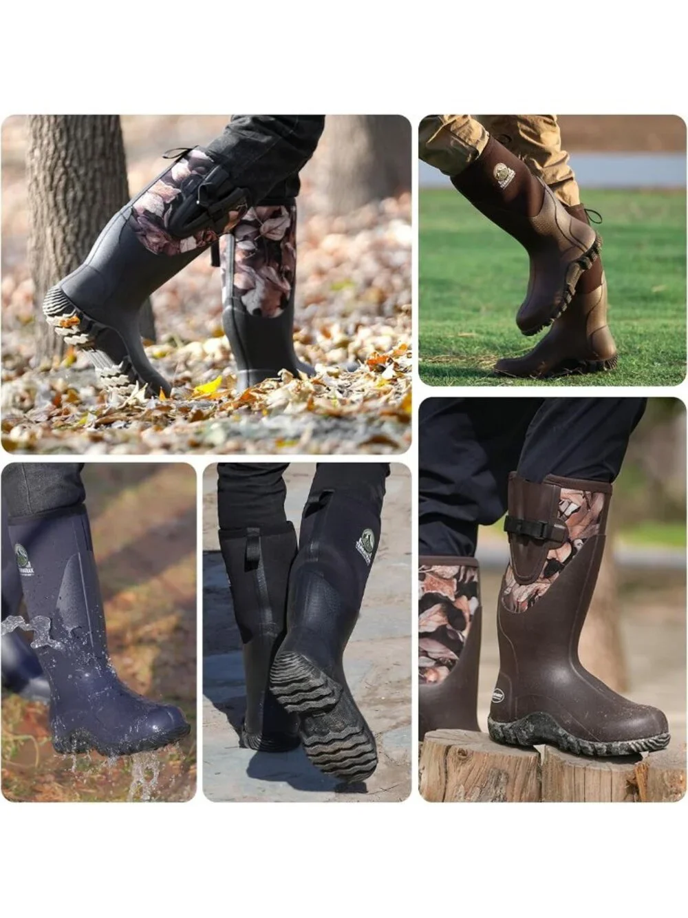 Men's Insulated Waterproof Mid-Calf Muck Boots - Anti-Slip Rubber Rain & Mud